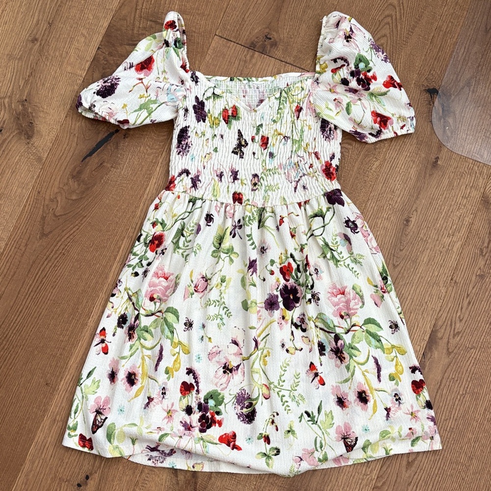 H&M Floral Mini Dress with Puff Sleeve NWOT
